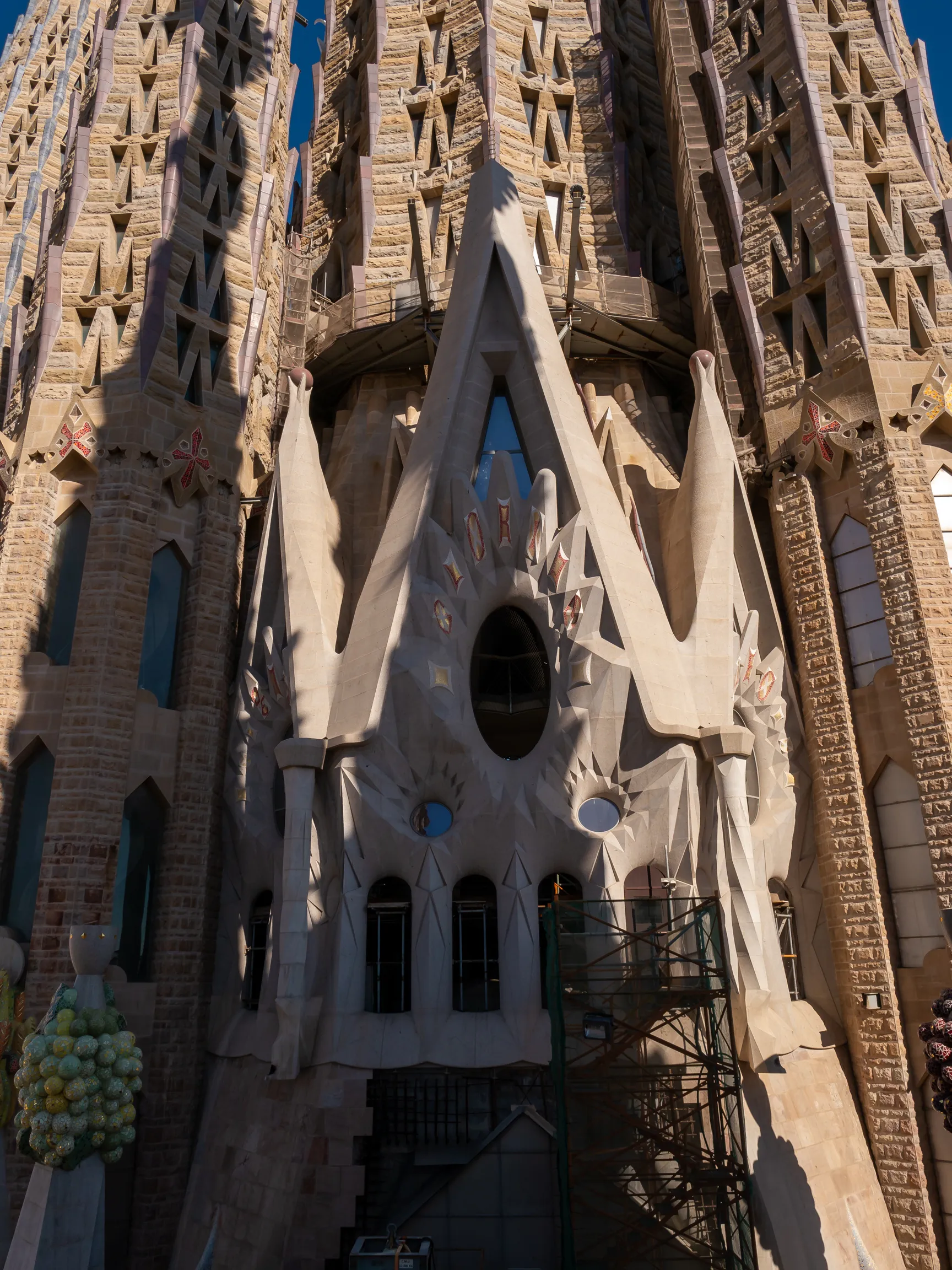 The Sagrada Familia basilica towers in Barcelona, Spain